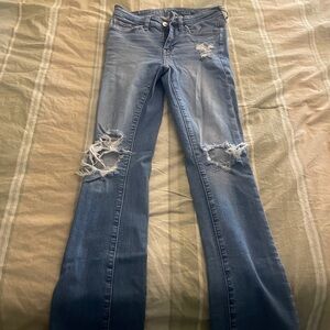 American Eagle Outfitters Light Blue Distressed Flare Jeans